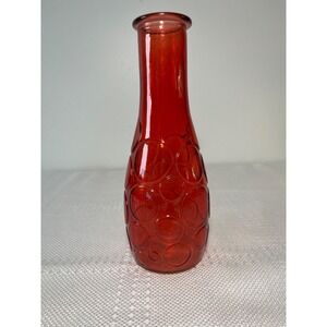DPS Red Circles Glass Vase~ 8 1/2" tall~‎ Excellent Condition